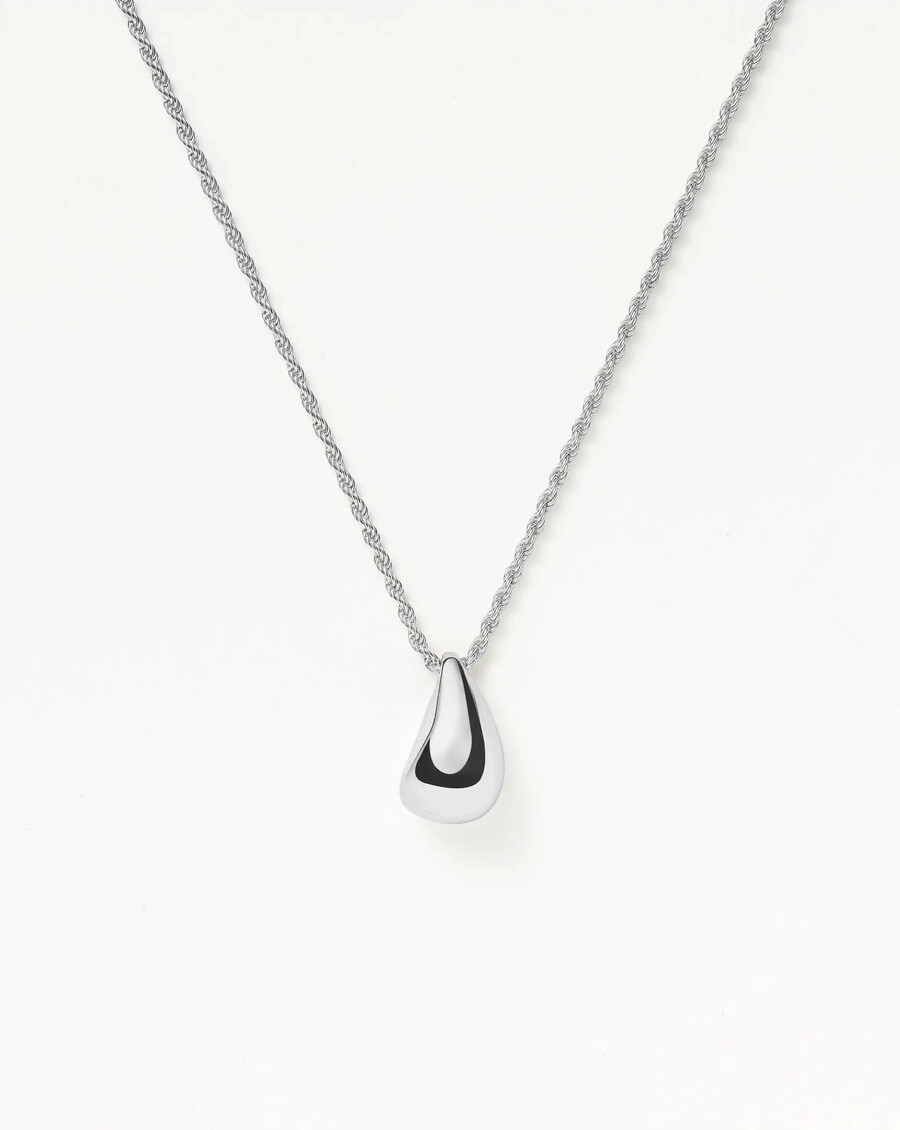 collier pendentif savi en forme de goutte sculpturale - argent sterling