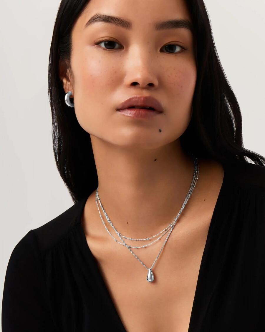collier pendentif savi en forme de goutte sculpturale - argent sterling