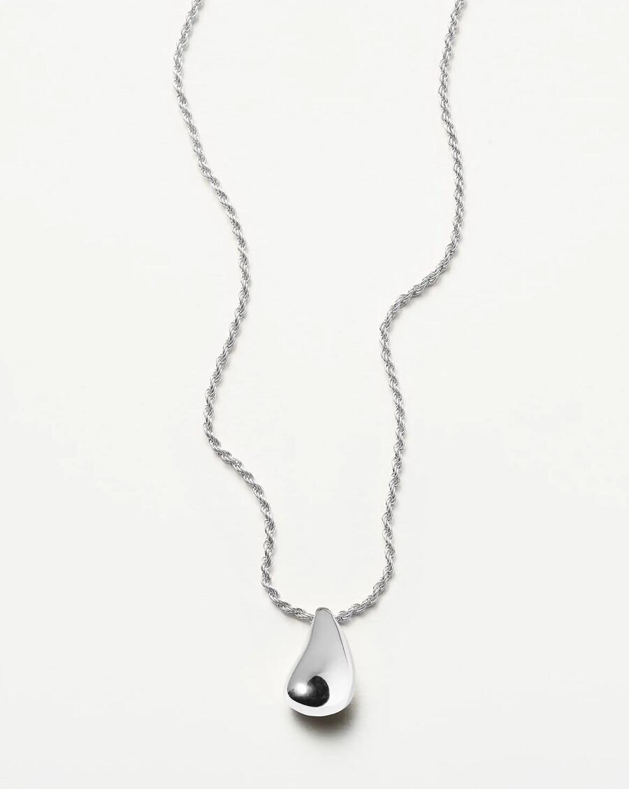 collier pendentif savi en forme de goutte sculpturale - argent sterling
