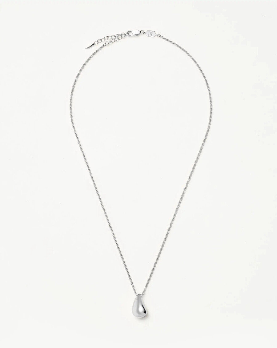 collier pendentif savi en forme de goutte sculpturale - argent sterling