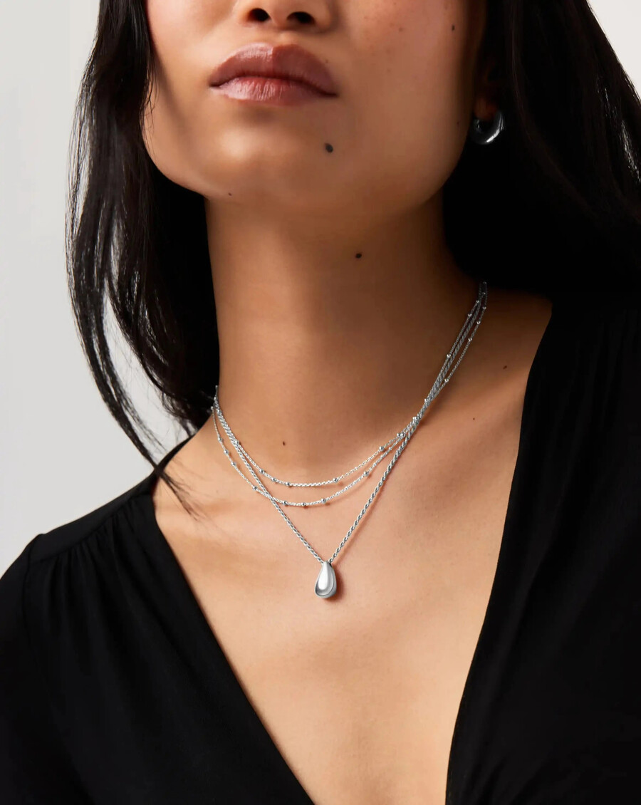 collier pendentif savi en forme de goutte sculpturale - argent sterling