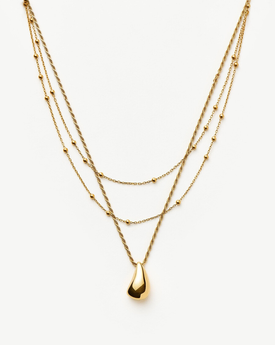 ensemble pendentif goutte savi et collier double en or