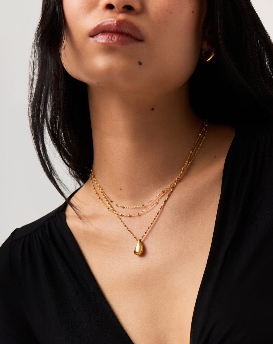 ensemble pendentif goutte savi et collier double en or