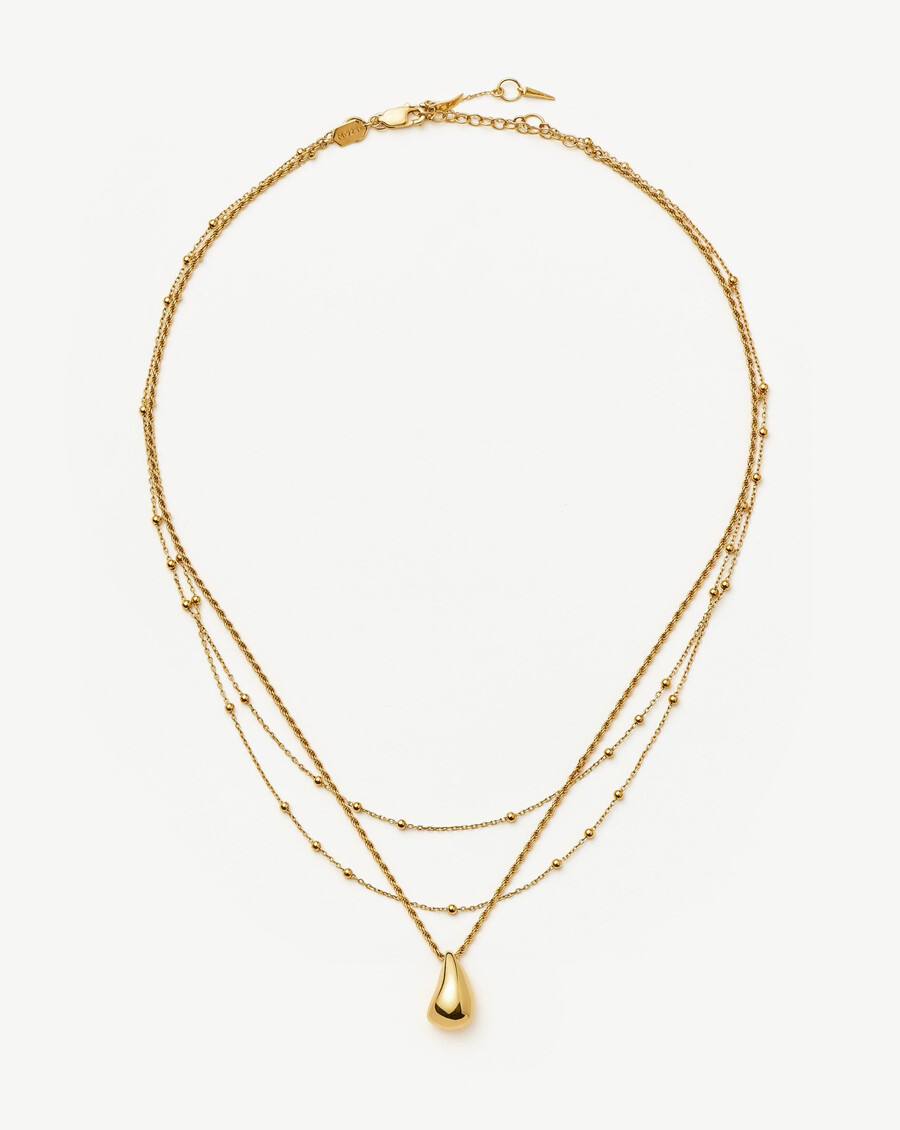 ensemble pendentif goutte savi et collier double en or