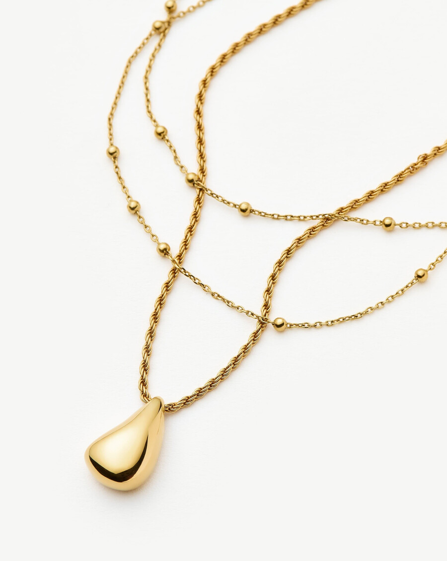ensemble pendentif goutte savi et collier double en or