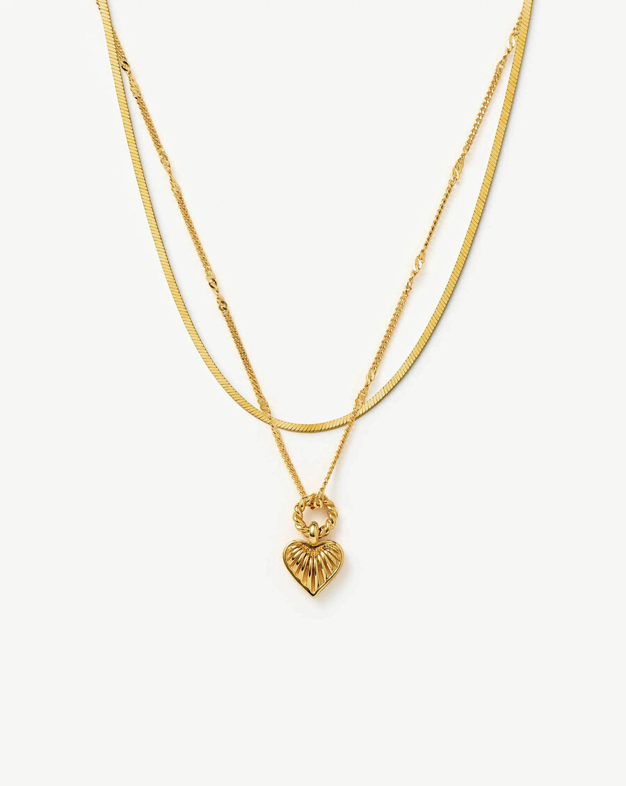 ensemble collier et chaîne mini ridge heart - or