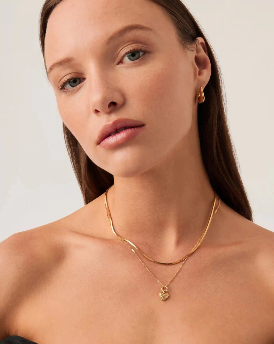 ensemble collier et chaîne mini ridge heart - or