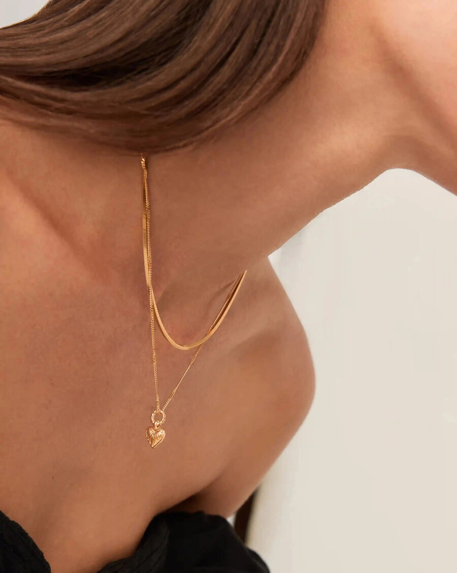 ensemble collier et chaîne mini ridge heart - or