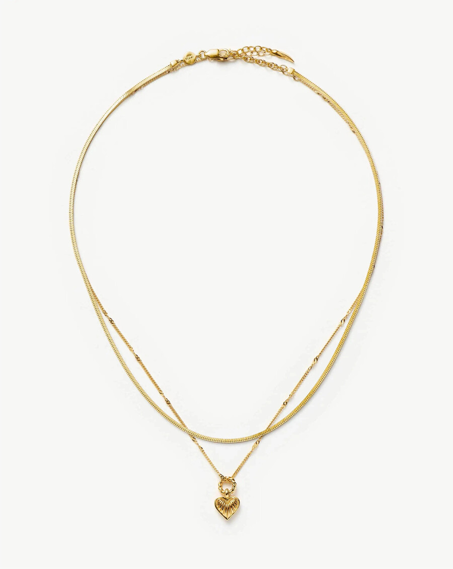 ensemble collier et chaîne mini ridge heart - or