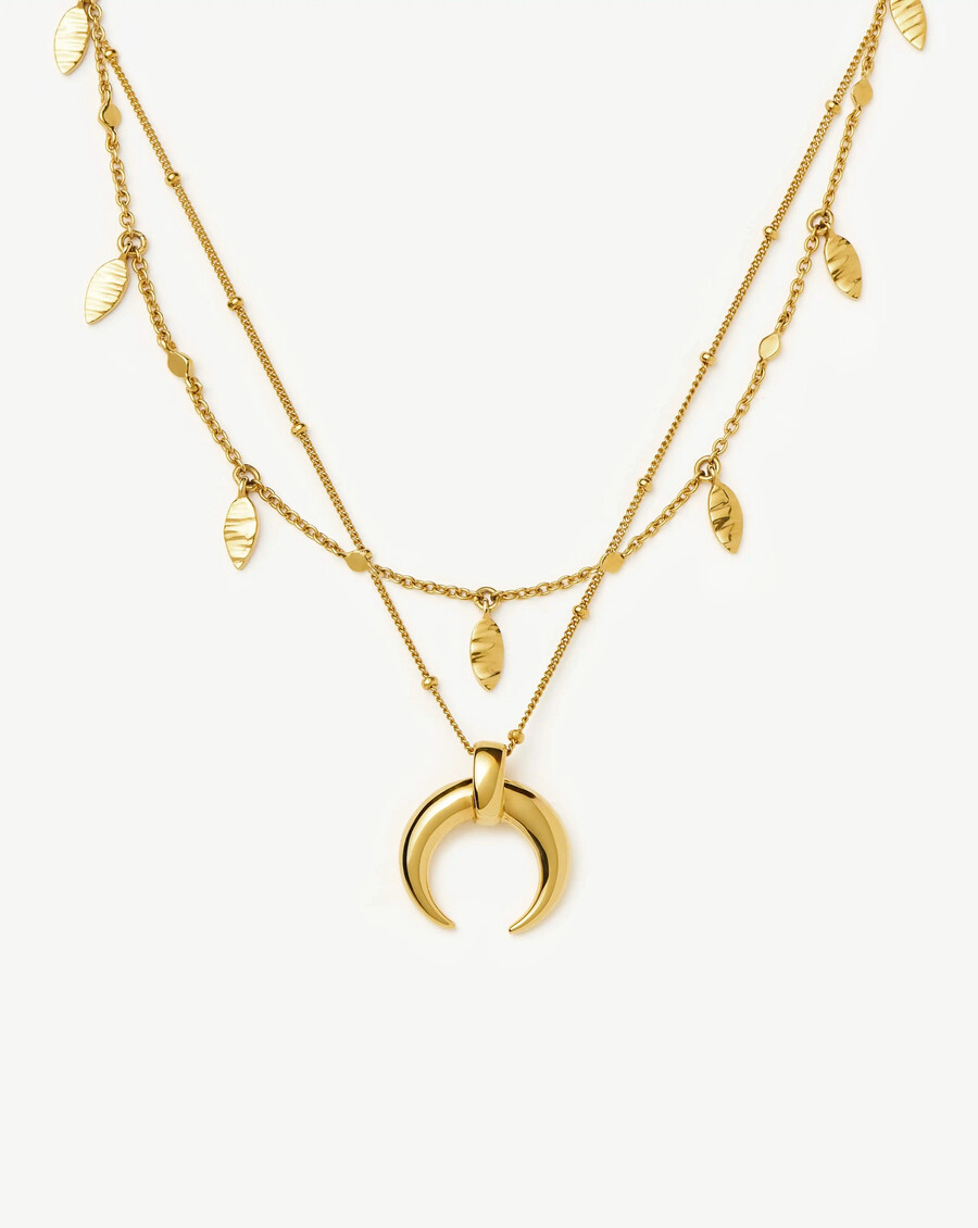 ensemble collier lucy williams corne et ras-de-cou avec pendentif feuille