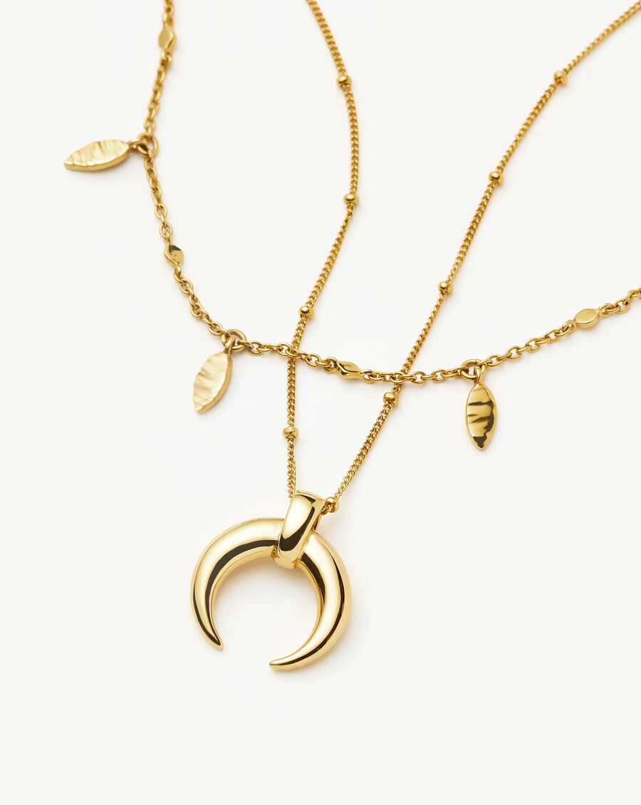 ensemble collier lucy williams corne et ras-de-cou avec pendentif feuille