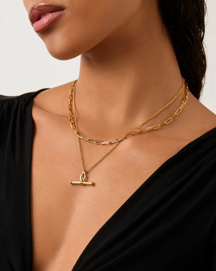 collier à maillons en or ridge t-bar