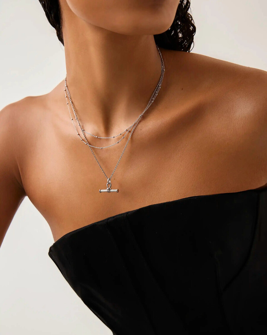 collier à maillons en argent ridge t-bar