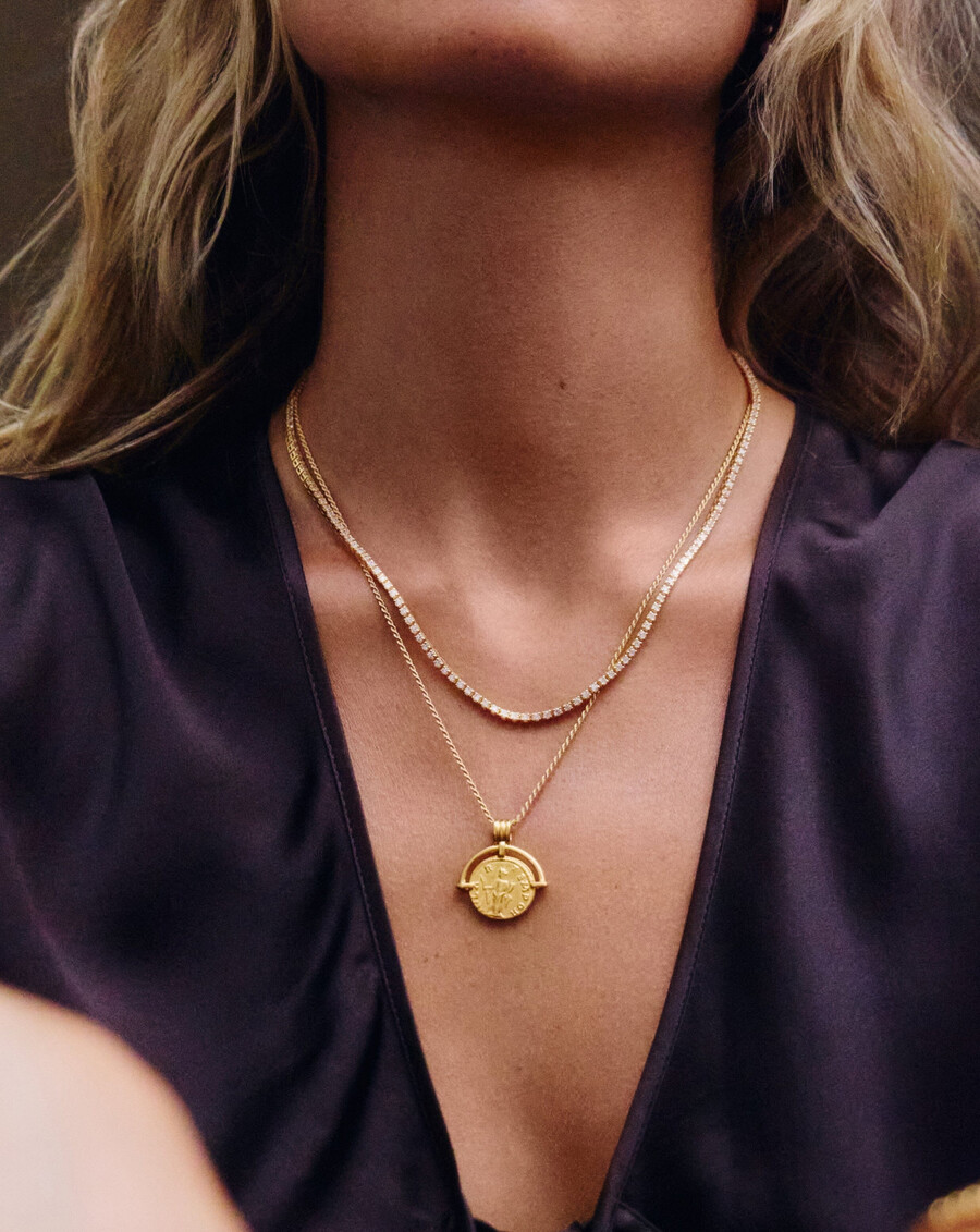 collier de tennis classique - vermeil en or 18 carats
