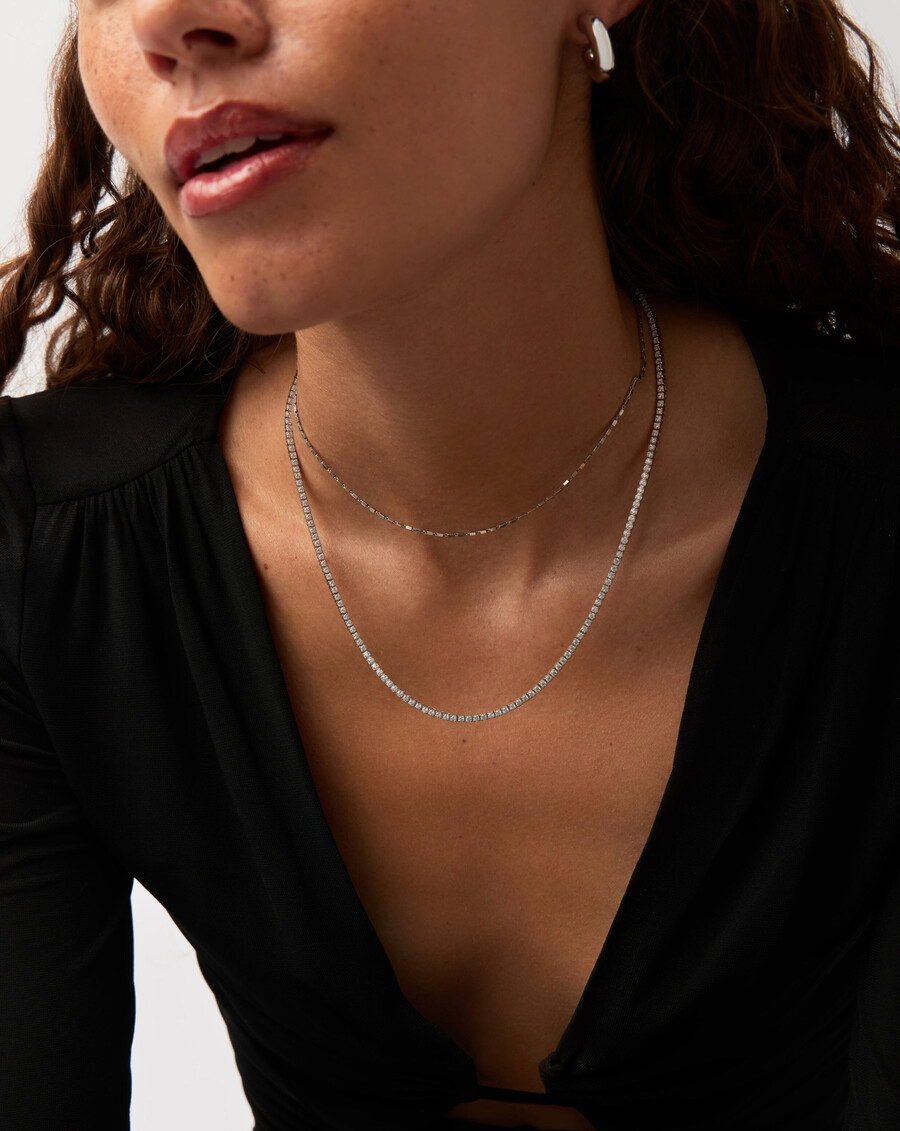 collier de tennis classique - argent sterling