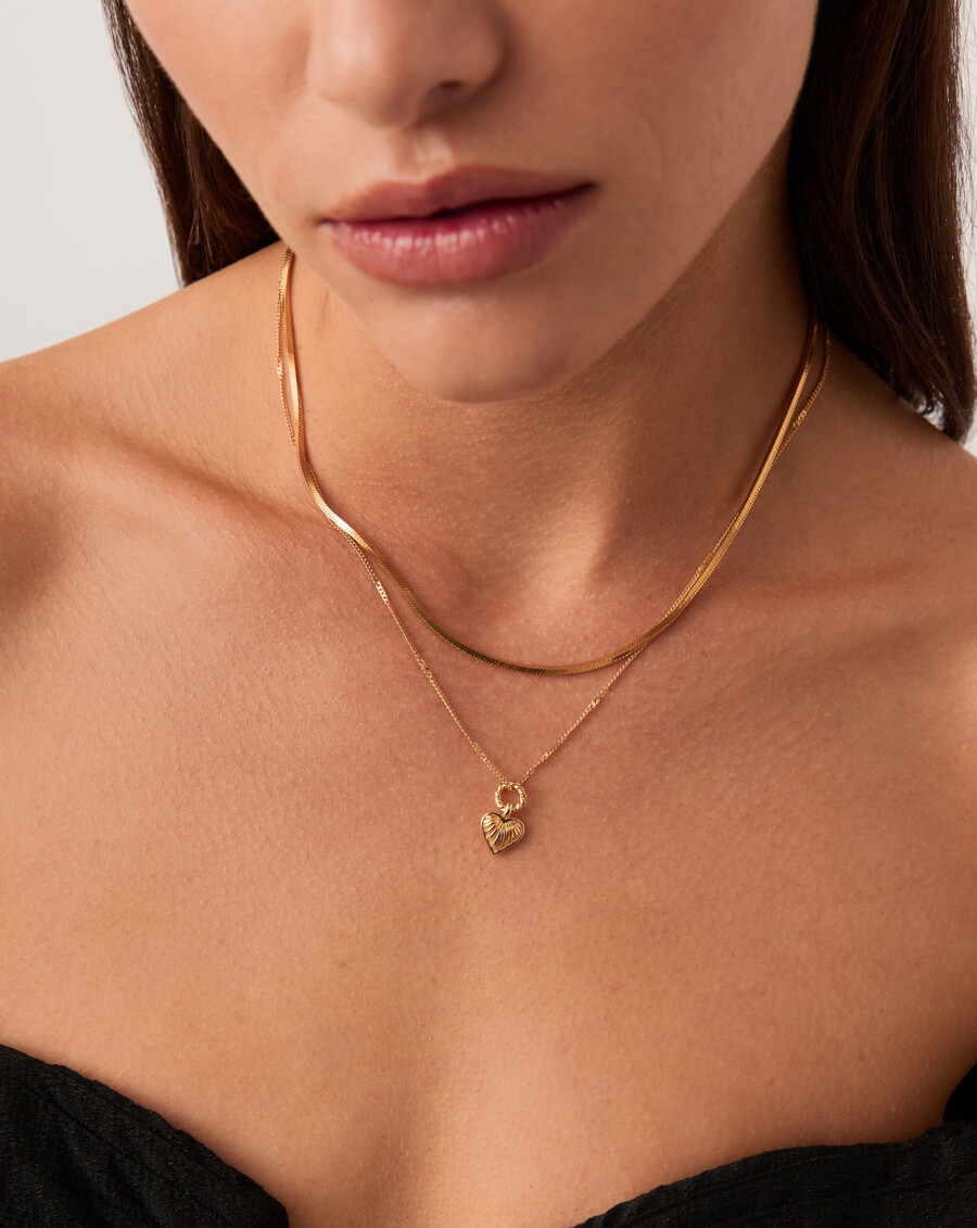 collier pendentif cœur mini ridge - or
