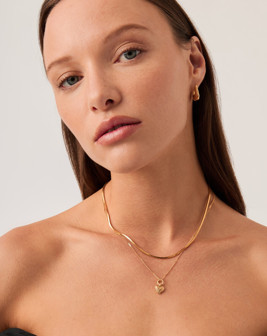 collier pendentif cœur mini ridge - or