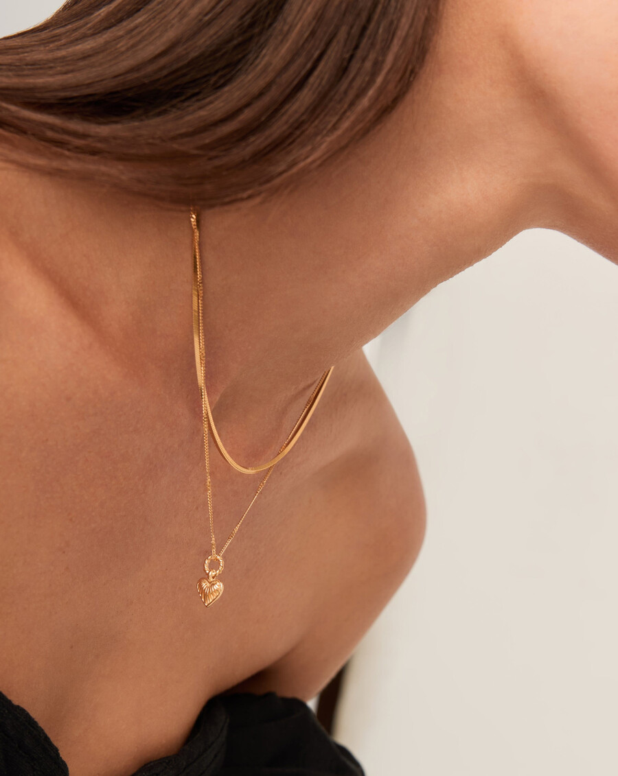 collier pendentif cœur mini ridge - or