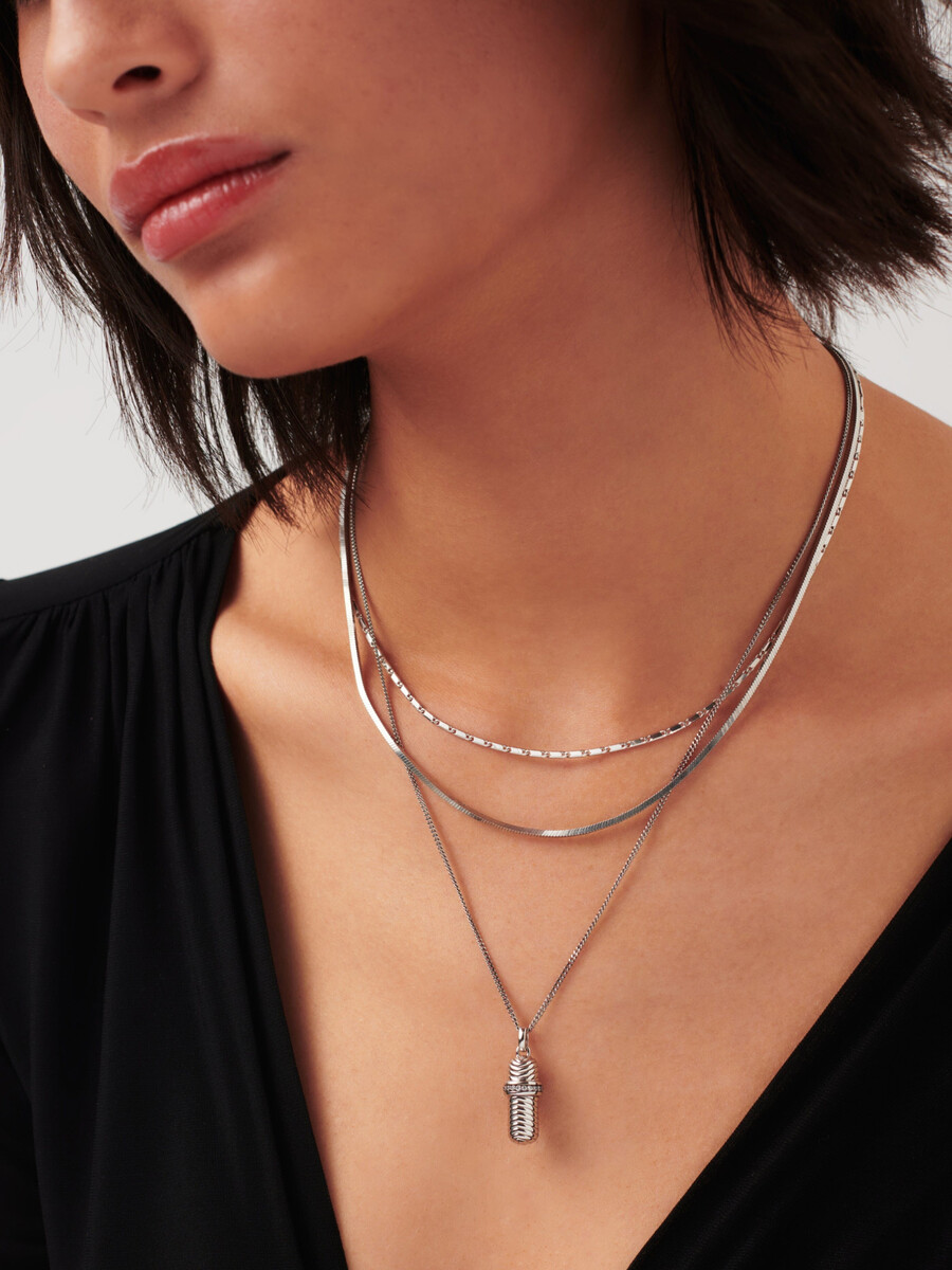 collier pendentif ridge en argent avec message dans une bouteille
