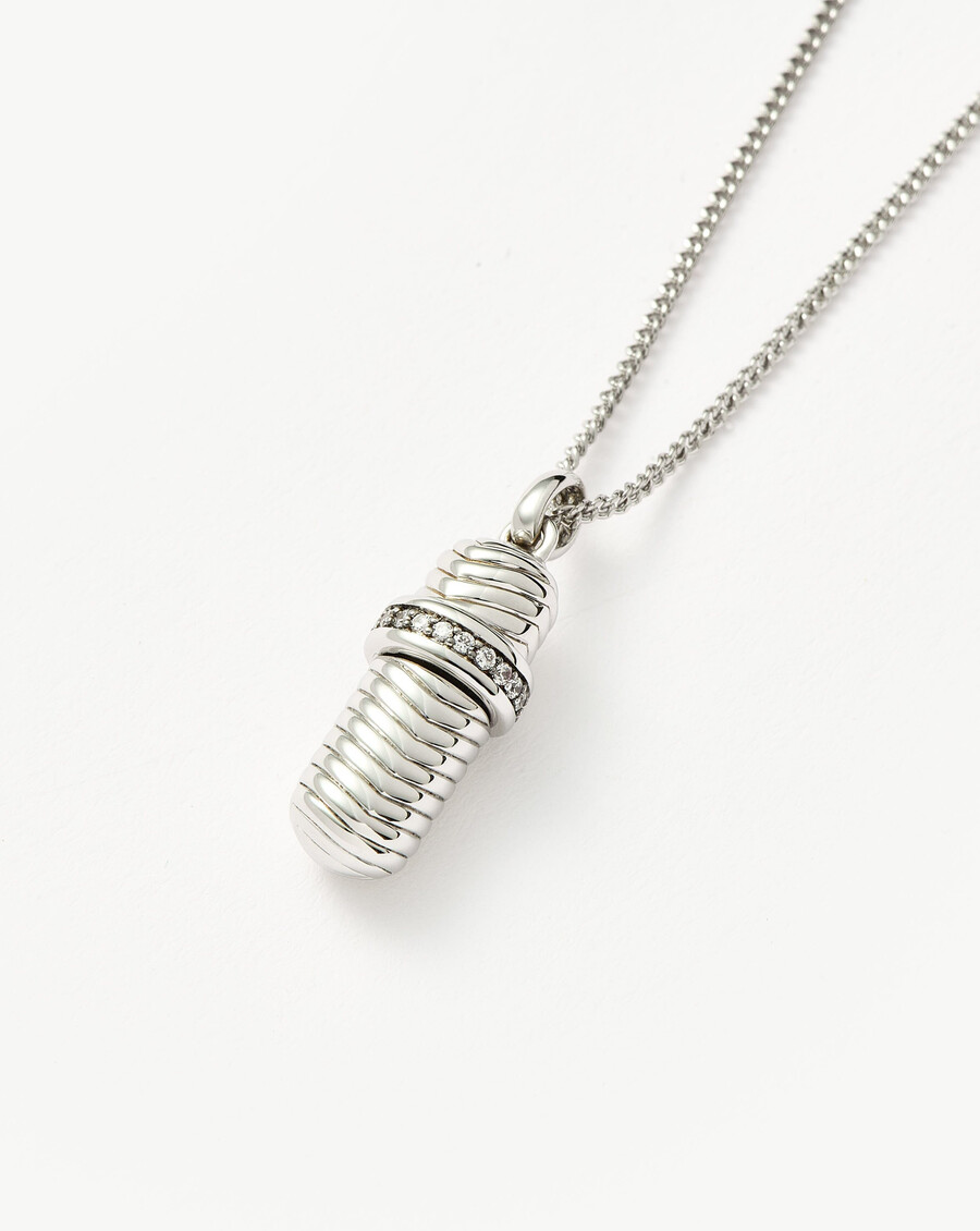 collier pendentif ridge en argent avec message dans une bouteille
