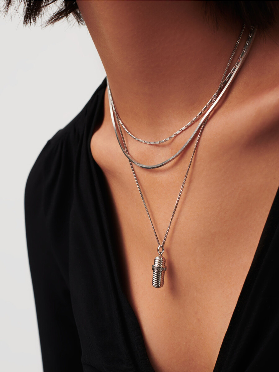 collier pendentif ridge en argent avec message dans une bouteille