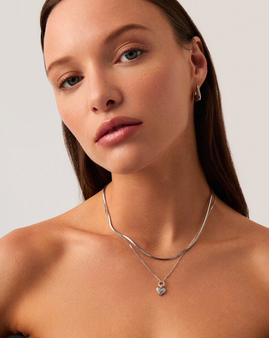 collier pendentif cœur mini ridge - argent sterling