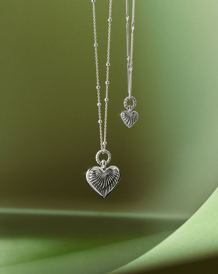 collier pendentif cœur mini ridge - argent sterling