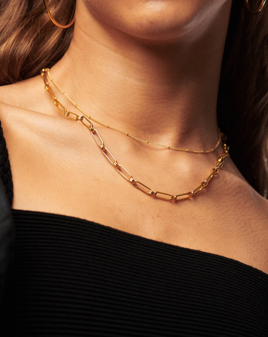 collier ras du cou à maillons à ressorts - vermeil en or 18 carats