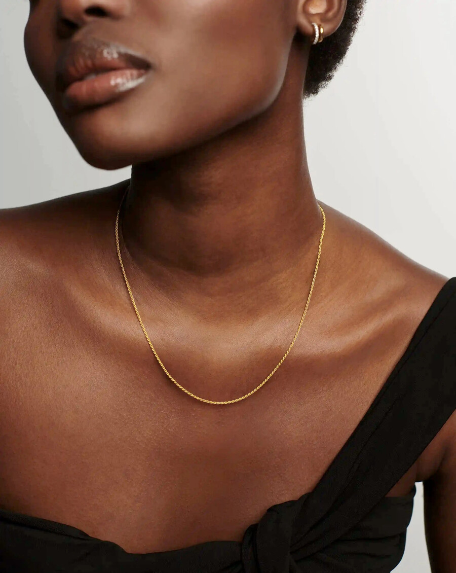 collier à chaîne corde moyenne - vermeil en or 18 carats
