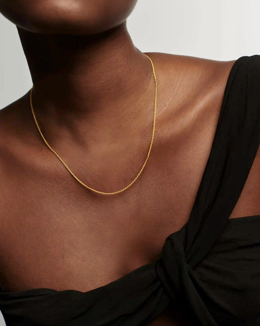 collier à chaîne corde moyenne - vermeil en or 18 carats