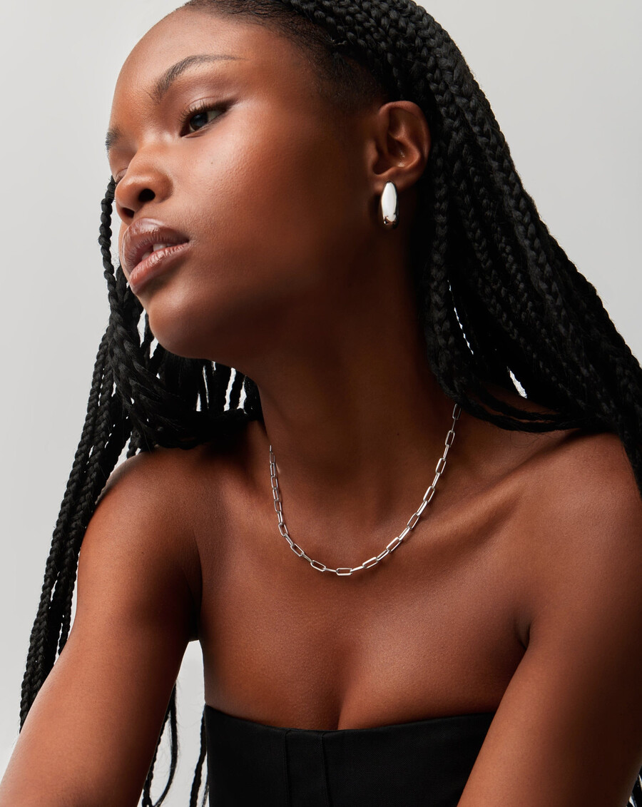 collier classique à mini chaîne courte en argent avec trombone