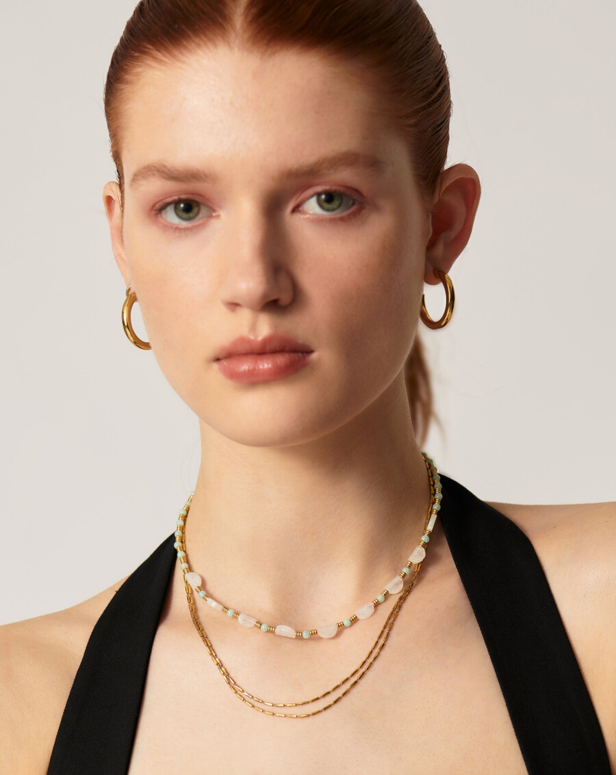 collier ras du cou en perles de pierres précieuses zenyu