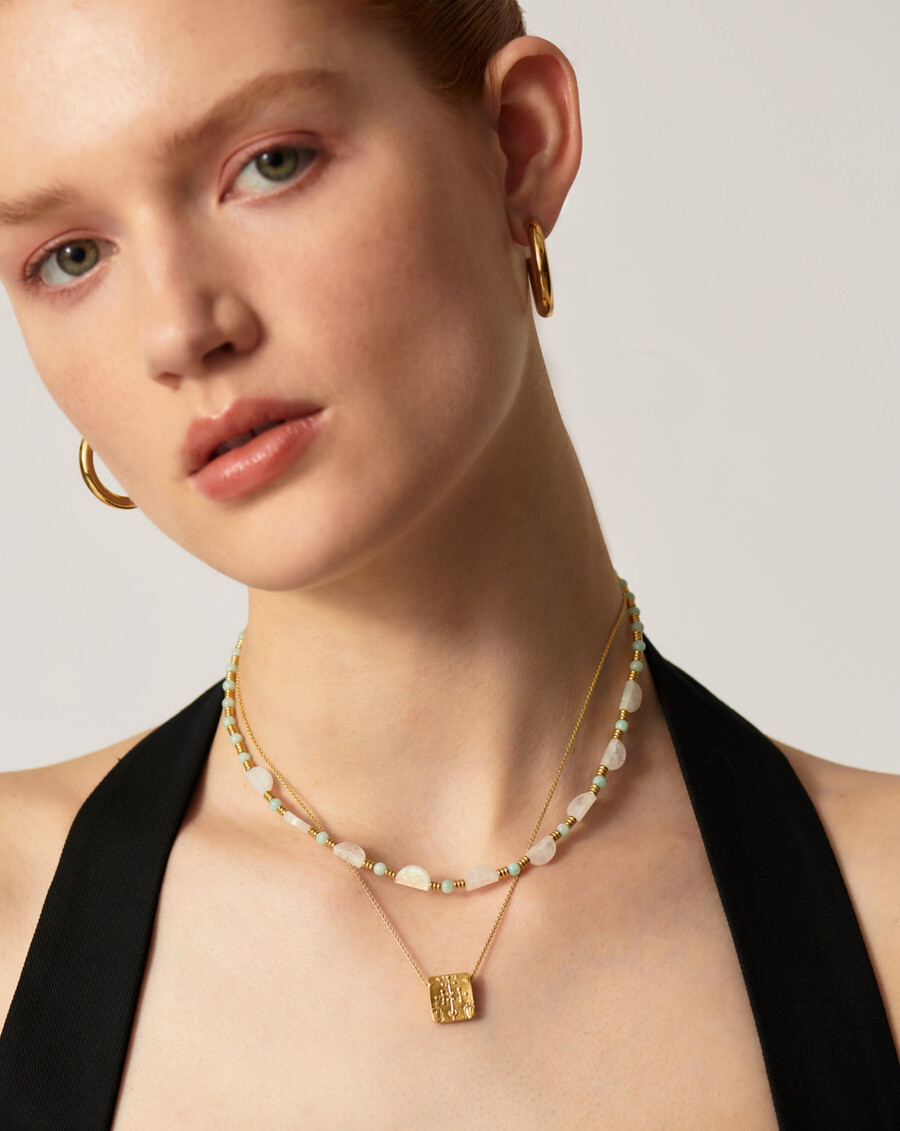 collier ras du cou en perles de pierres précieuses zenyu