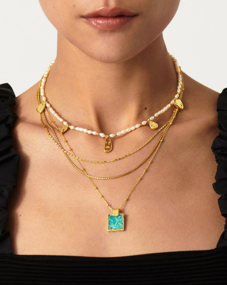 collier lena charm - plaqué or 18 caratsamazonite