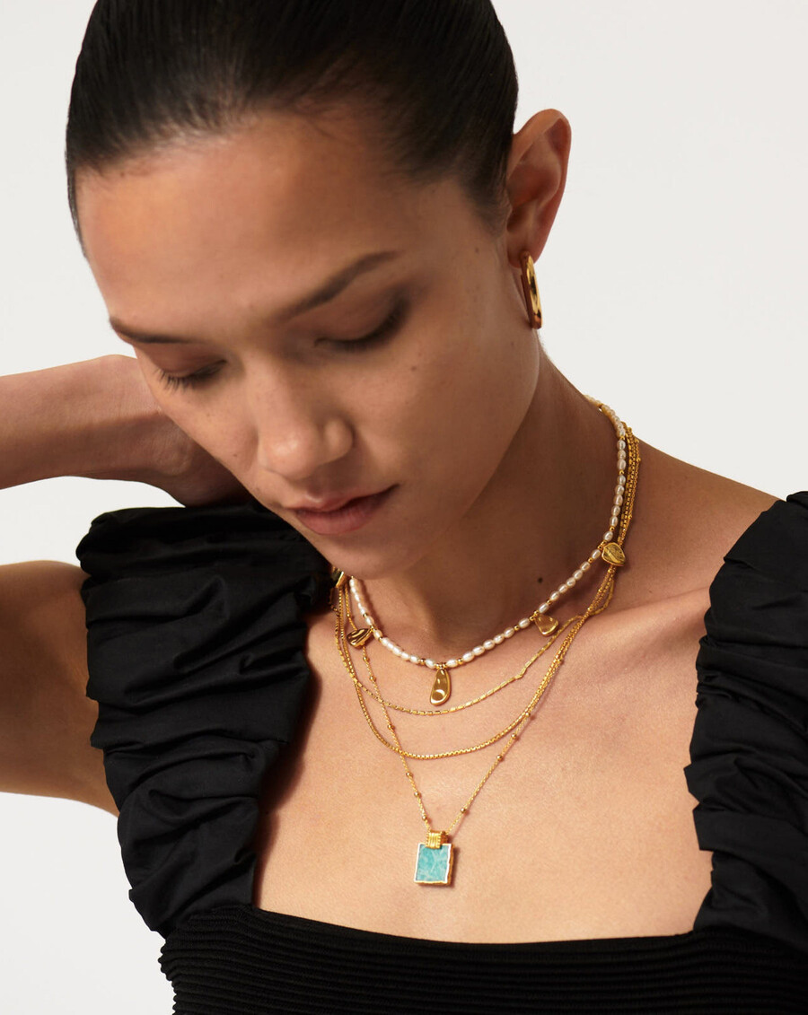 collier lena charm - plaqué or 18 caratsamazonite