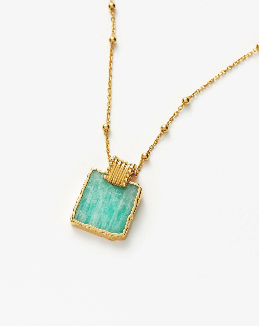 collier lena charm - plaqué or 18 caratsamazonite