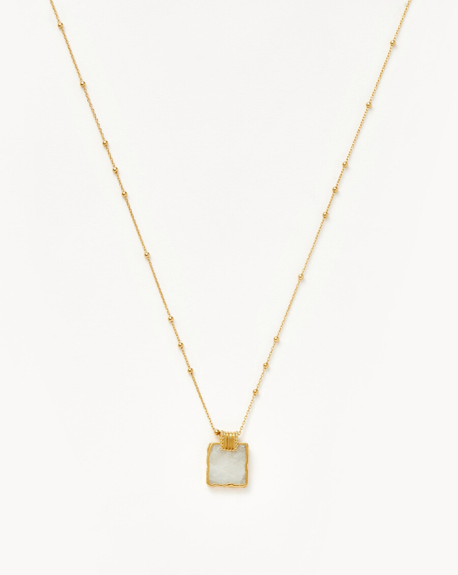 collier lena charm - plaqué or 18 carats pierre de lune arc-en-ciel