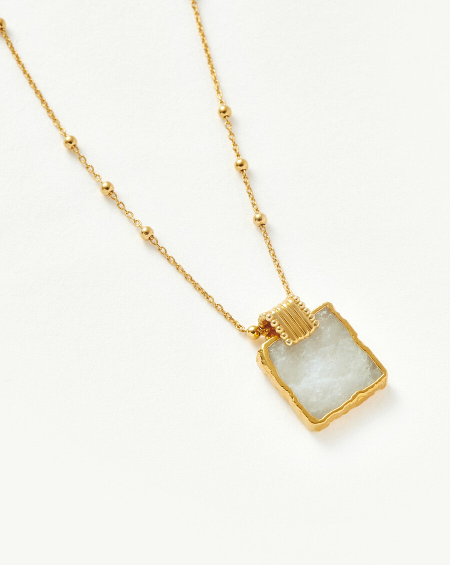 collier lena charm - plaqué or 18 carats pierre de lune arc-en-ciel