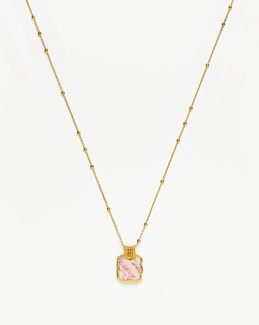 collier lena charm - plaqué or 18 caratsrhodochrosite