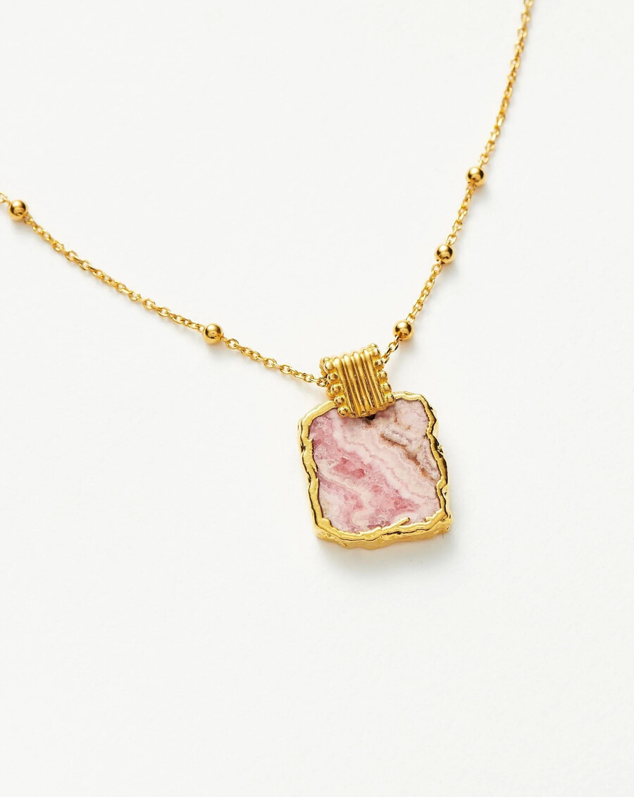 collier lena charm - plaqué or 18 caratsrhodochrosite