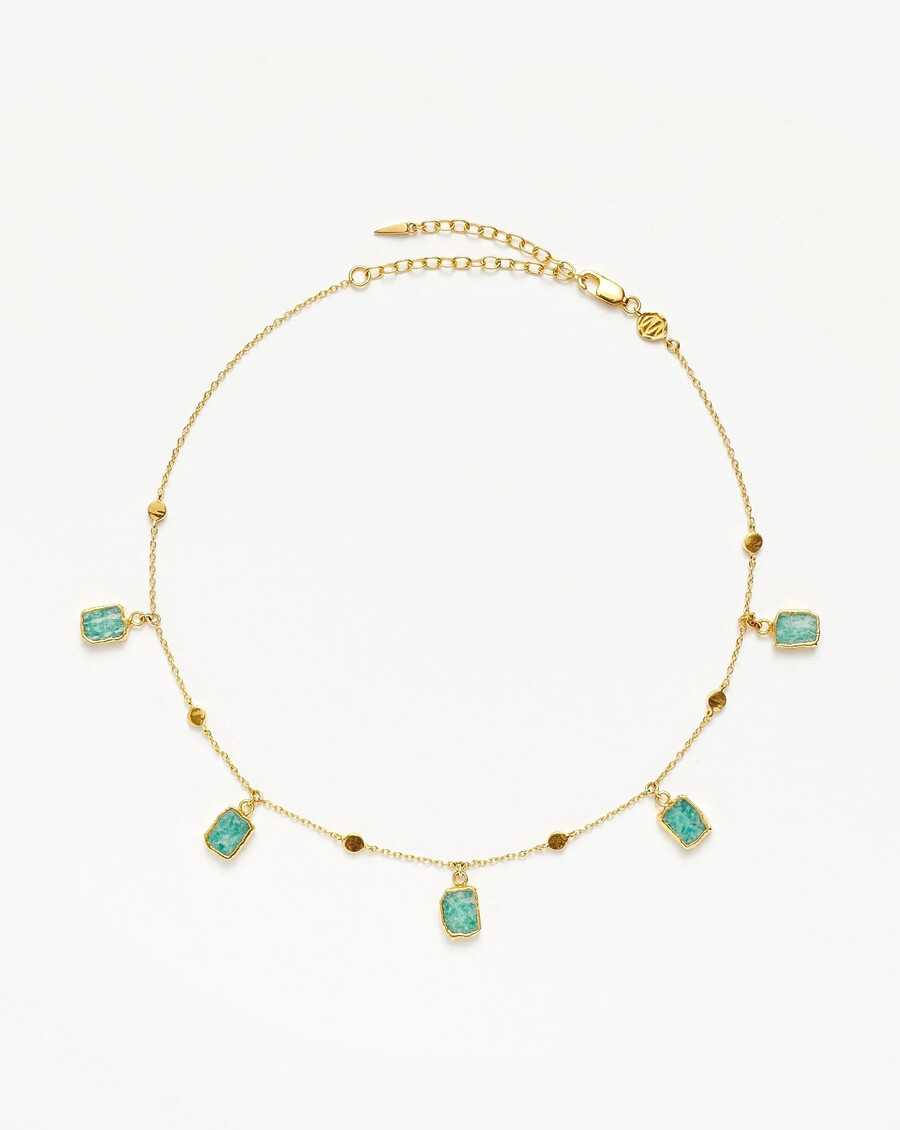 collier ras-de-cou lena charm - plaqué or 18 caratsamazonite