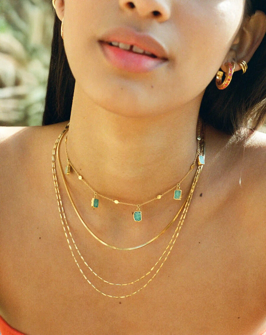 collier ras-de-cou lena charm - plaqué or 18 caratsamazonite