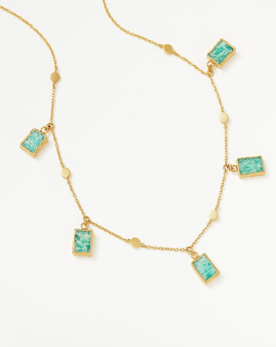 collier ras-de-cou lena charm - plaqué or 18 caratsamazonite