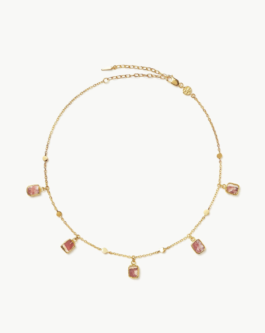 collier ras-de-cou lena charm - plaqué or 18 caratsrhodochrosite