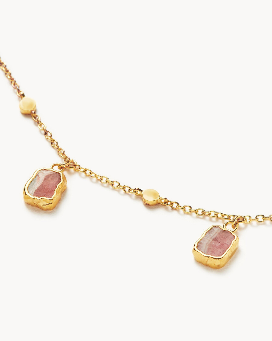 collier ras-de-cou lena charm - plaqué or 18 caratsrhodochrosite