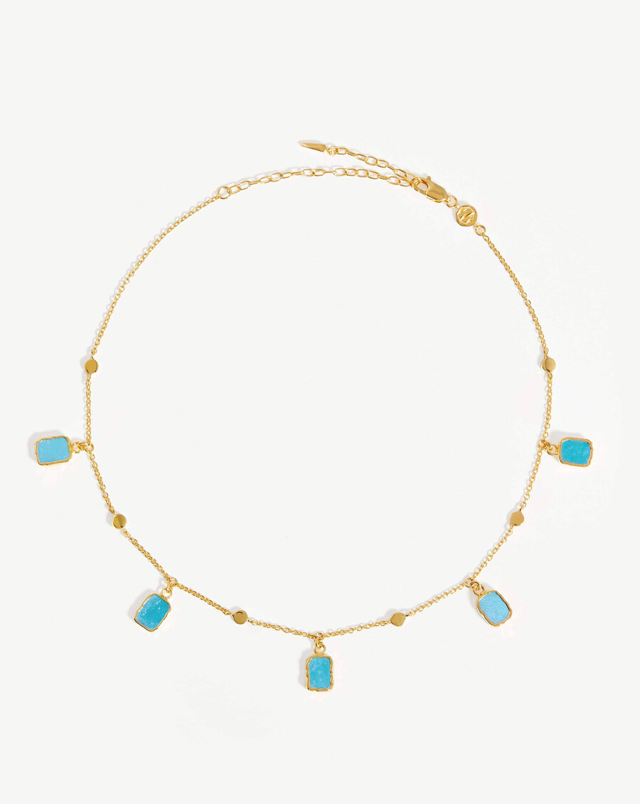 collier ras-de-cou lena charm - plaqué or 18 caratsturquoise