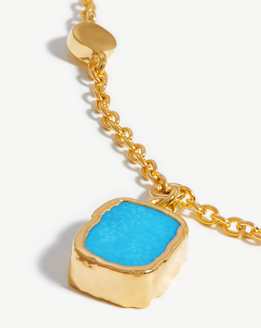 collier ras-de-cou lena charm - plaqué or 18 caratsturquoise