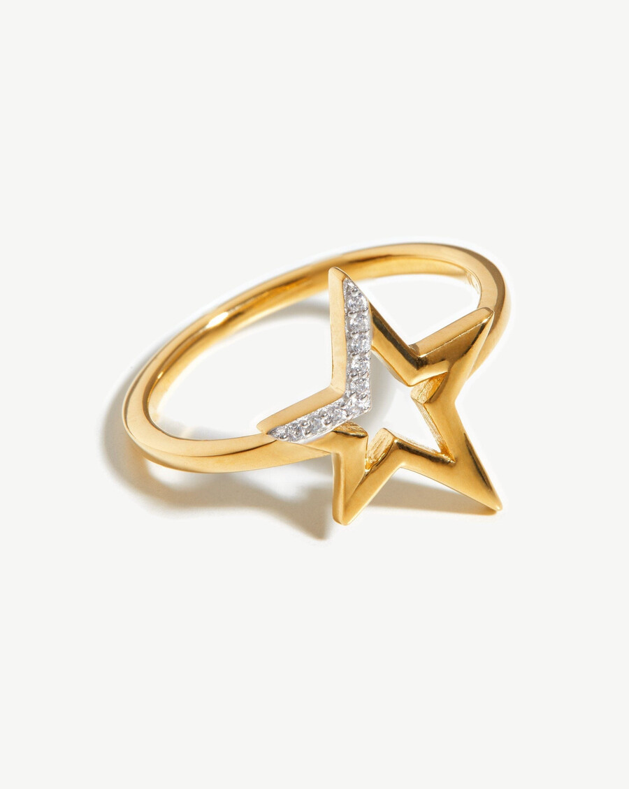 bague Étoile pavée céleste - vermeil or 18 caratszirconium cubique