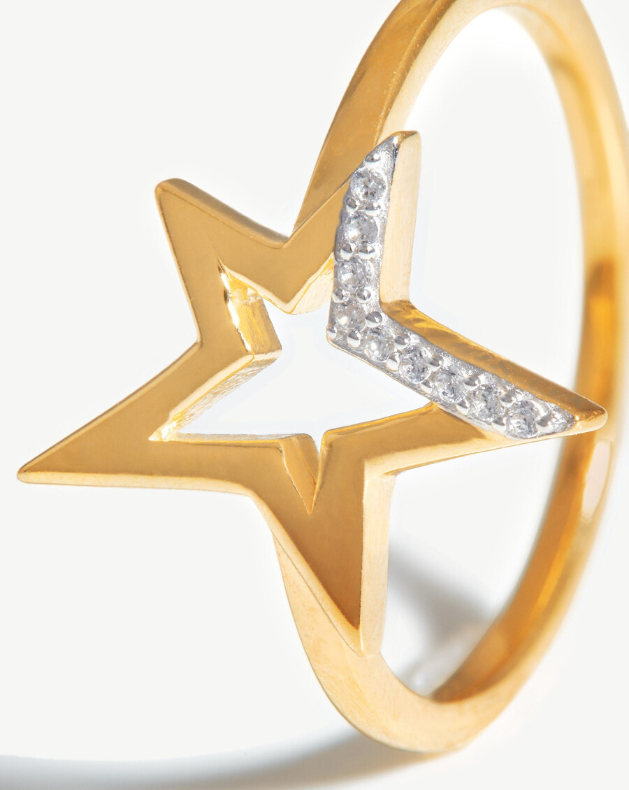 bague Étoile pavée céleste - vermeil or 18 caratszirconium cubique