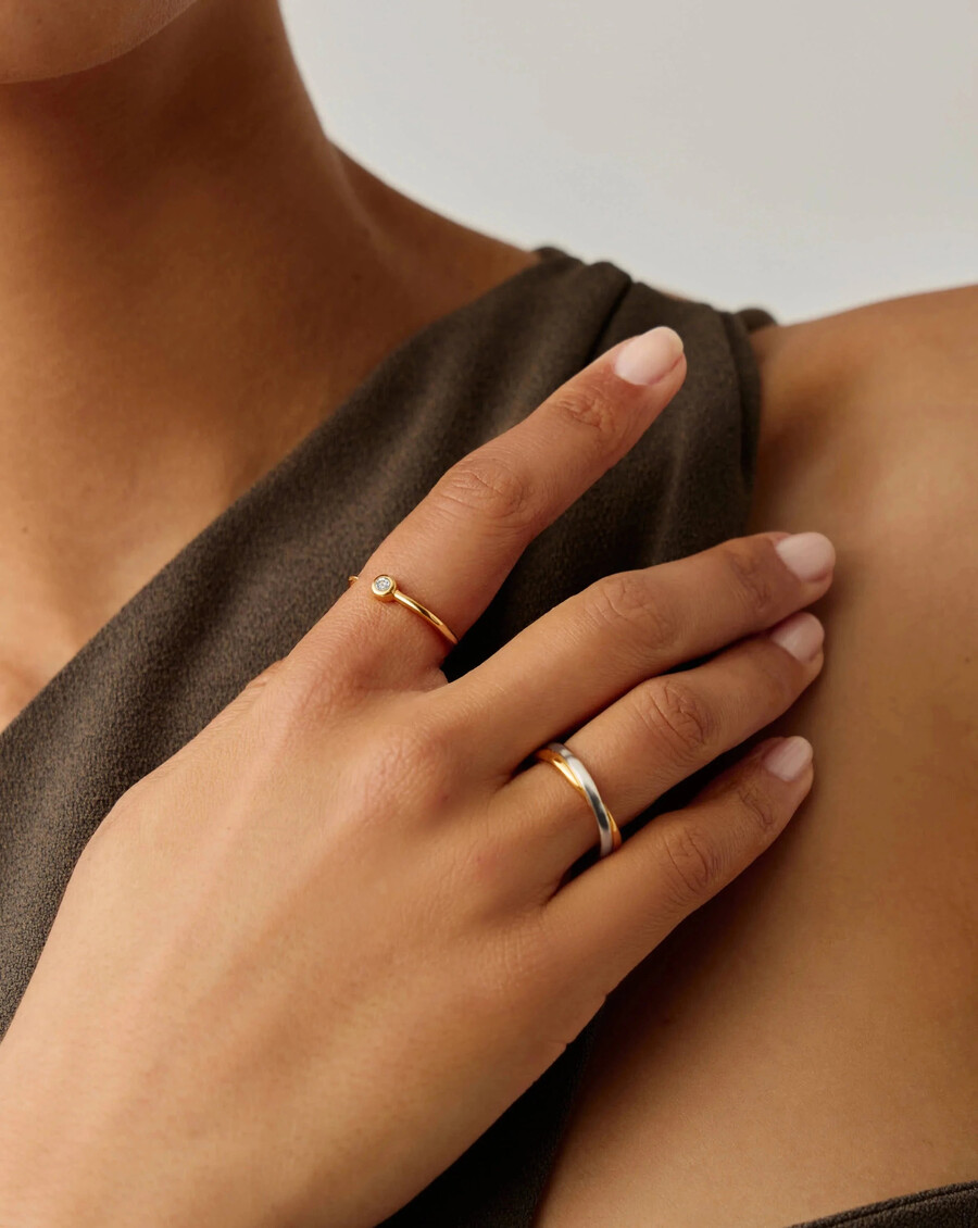 bague interstellaire - vermeil en or 18 caratsoxygène de zirconium